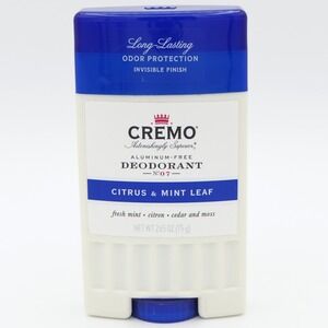 Cremo Aluminum-Free Deodorant No. 7 Citrus & Mint Leaf 2.65 oz Invisible Finish
